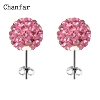 10mm Crystal Ball Earrings Stud For Women Fashion Jewelry