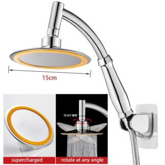 6 Inch High Pressure 360 Degrees Rotation Large Round Big Rainfall Sprayer Bathroom Hand Held Shower Head Accessories Faucet Spa