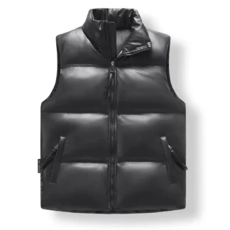 Fashion  leather Vests men Casual Warm Male Vest High Quality Loose Vest Men Pu Zipper Waistcoats Brand Mens Sleeveless Jacket