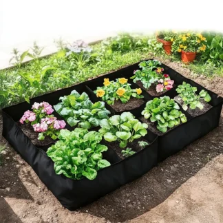 Rectangular Multi-Grid Design – Felt Grow Bag for Vegetables, Tomatoes & Potatoes, Rectangular Nursery Pot Containe