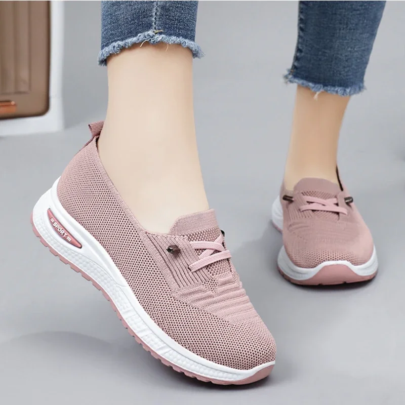Women's Shoes 2025 Casual Sneakers Breathable Chunky Sole Pink Free Shipping - Image 4