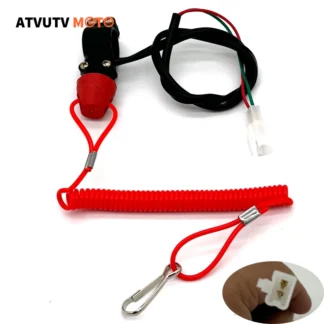 Motorcycle kill switch tether cord for 22mm handlebars—ATV, scooter, bike.