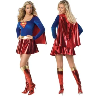 Superwoman Dress Cosplay Costumes Super Girls Dress Shoe Covers Suit Superhero Woman Super Hero Kids Halloween Costume