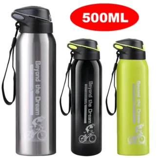 500ML Stainless Steel Insulated Cycling Bottle with Straw, Vacuum