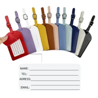 Travel Luggage Tag for Women Men Suitcase Identifier Label Baggage PU Leather Boarding Bag Tag Name ID Address Holder Accessorie