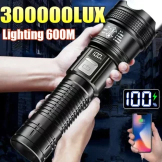 High Power LED Flashlight USB Rechargeable Torch Strong Light Flashlight Tactical Zoom Flash Light Outdoor Camping Lantern