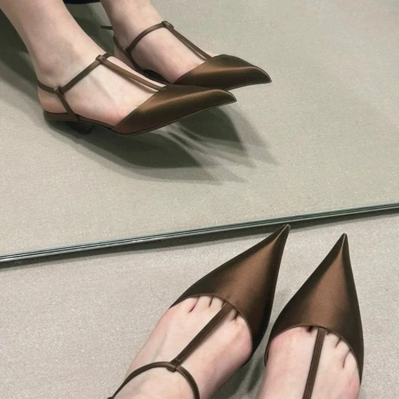 Brand Shoes for Women Sexy Pointed Toe Women's Sandals Comfortable Low Heel Trendy Sandal Simple Versatile Large Size Pumps - Image 4