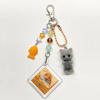 handmade furry kitten keychains y2k women fashion