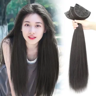 Wig Women's Long Hair Three-piece Seamless Wig Patch Straight Hair Extensions Invisible Artificial Hair Extensions Synthetic