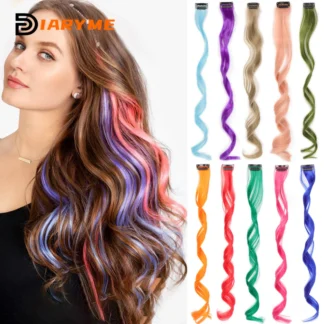 Colorful Hair Extensions Curly One Clip in Synthetic Long Hairpiece For Girls Women Kid Multi-colors Party Highlights Wig Piece