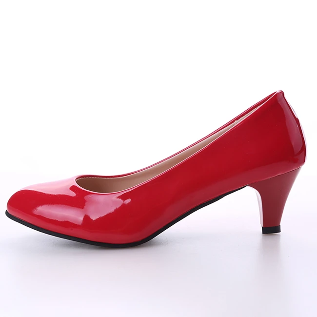 New Women's Shoes On Heels Elegant Medium High Heeled Ladies Pointed Toe Fashion Pumps For Woman Office Black White Red - Image 8