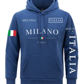 Flag Of Italy Men Hoodie Milan City Hoodies fur-liner Fleece Hoody Man Casual Spring Autumn Clothing