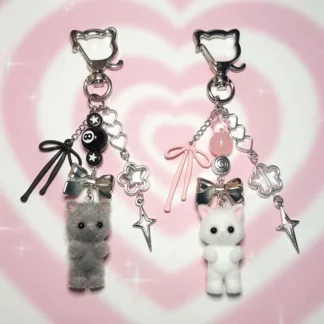 handmade furry cats Charm Keychain y2k women fashion