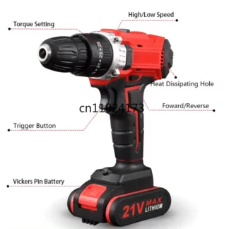 DIY Power tool 21VCordless Drill Mini Rechargeable hand  Electric cordless screwdriver  equipped with lithium battery