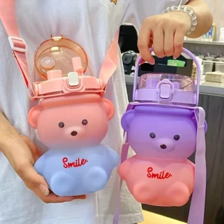 Cute Bear Water Bottle Portable Kettle with Straw