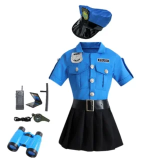 Police Role Play Dress Dressup Clothes  Police Officer Uniform Playsuits Halloween Performance Costumes