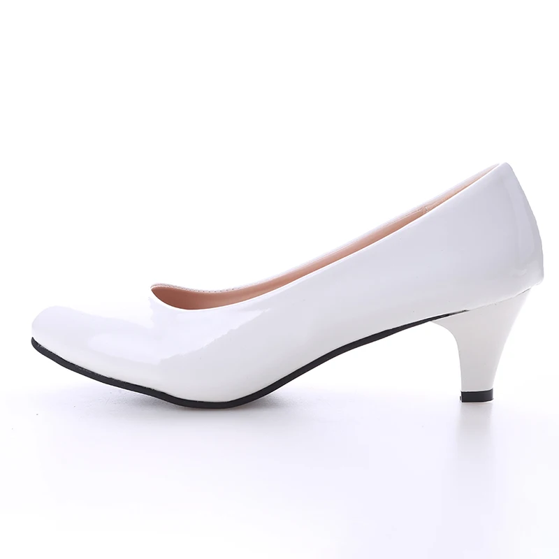 New Women's Shoes On Heels Elegant Medium High Heeled Ladies Pointed Toe Fashion Pumps For Woman Office Black White Red - Image 7
